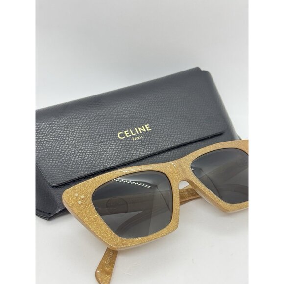 CELINE cat eye women's sunglasses + case Brown with glitter 51mm CL401871 - Picture 11 of 15